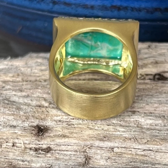 Faceted Turquoise 18k Gold Sheila Fajl GLOW Masterpiece Statement Ring Size 10 - Picture 12 of 15